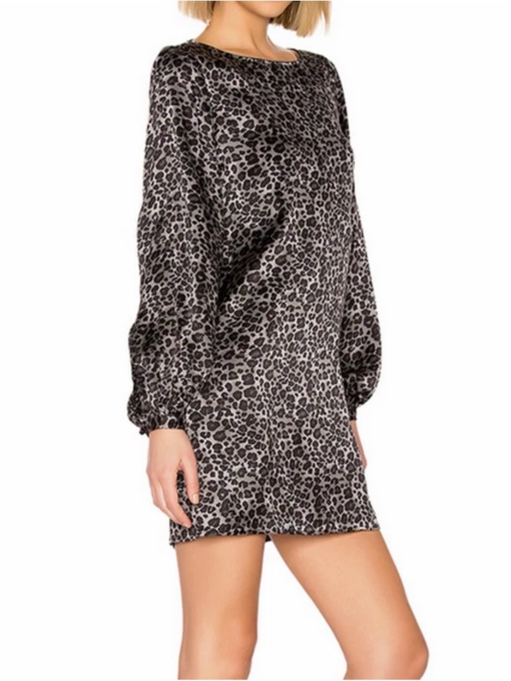 Equipment Zipporah Leopard Print Long Sleeve Shift Dress XS